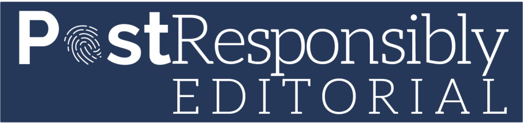 Post Responsibly Editorial Logo Blue Background